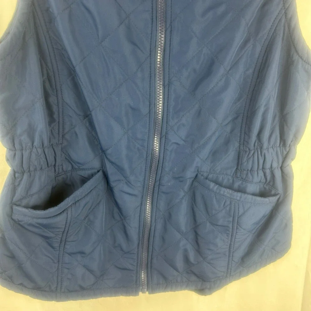 Bit & Bridle Quilted Vest Women Small Navy Blue Full Zipper Pockets Horse Riding
